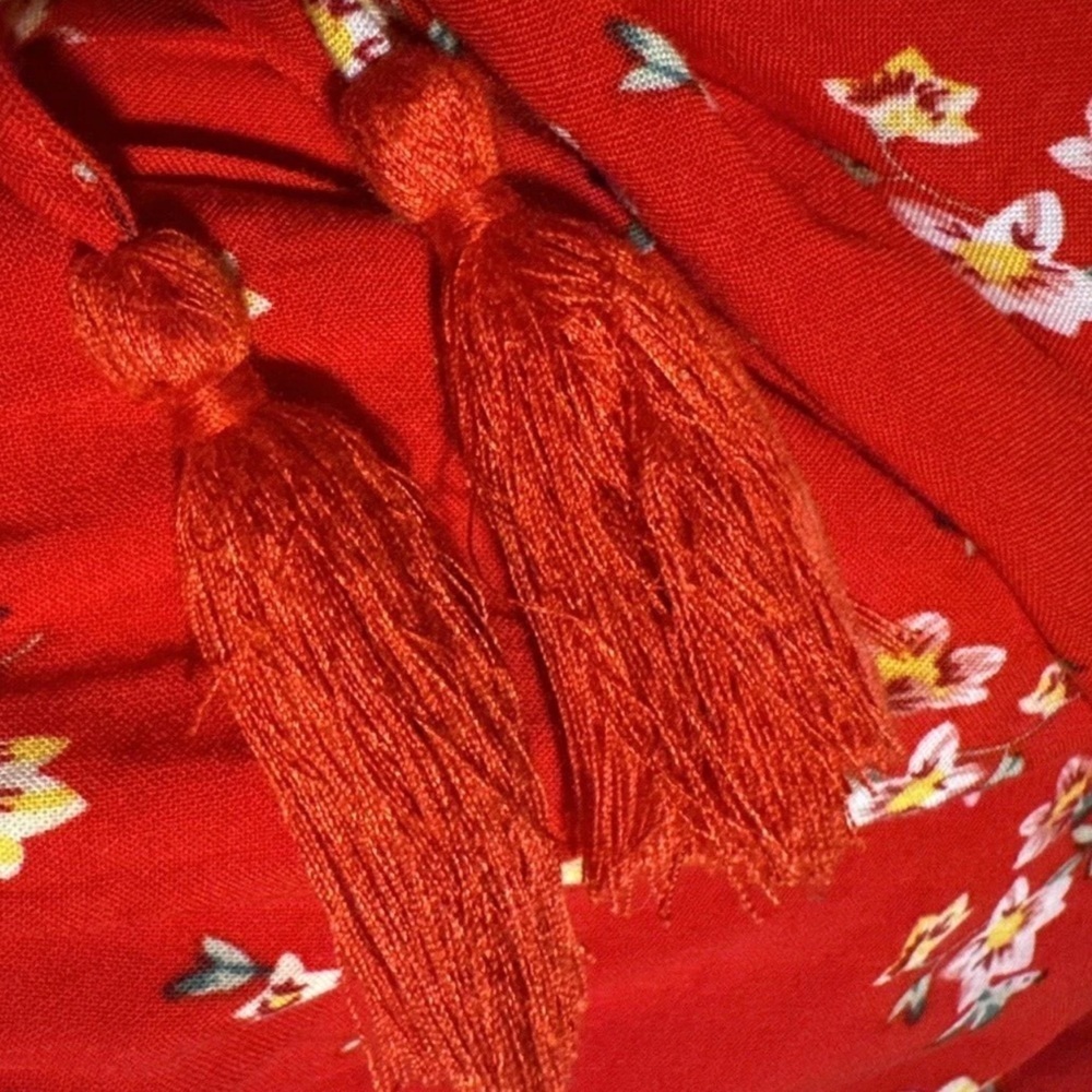 Anthropologie Sunday Mi Amor XS Red Floral V Neck long dress Extra small EUC - Picture 6 of 9